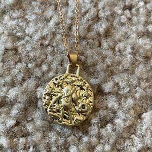 Gold zodiac necklace Aquarius horoscope celestial jewelry
